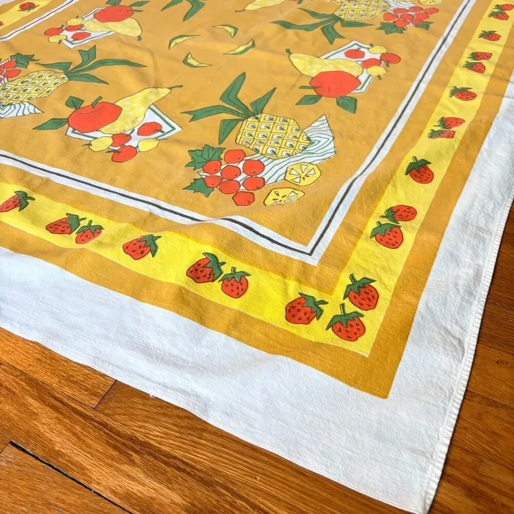 Vintage Cotton Fruit Tablecloth 46